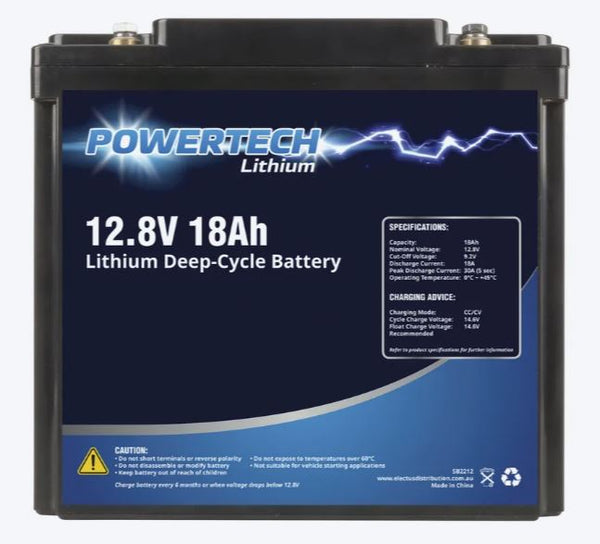 Powertech 12.8V 18Ah LiFePO4 Lithium Battery