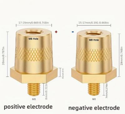 Battery Terminal Connectors Copper M8 Hex Stud 2PCS [Positive and Negative]